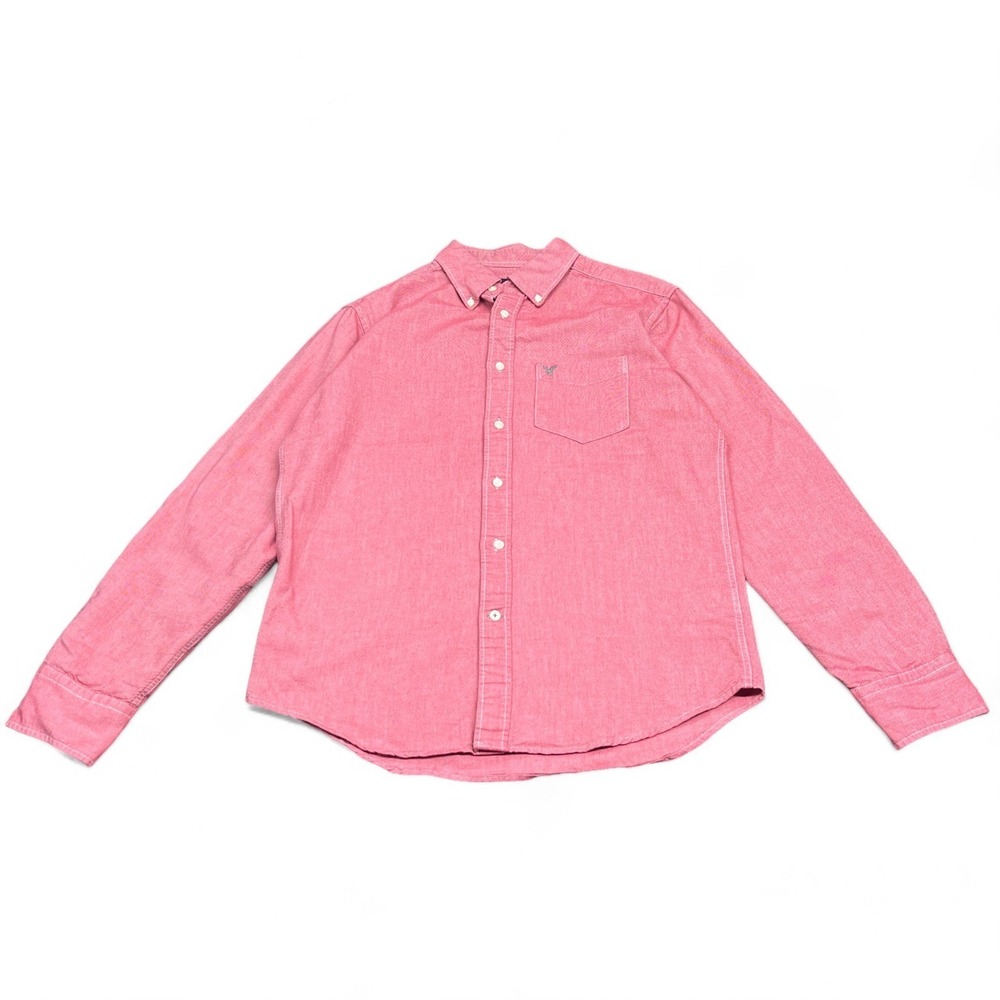American Eagle Button Down Shirt Mens Size Small Pink Classic‎ Fit Long Sleeve